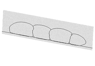 cross-section of deposited grains, sf=0