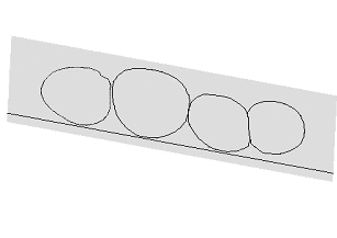 cross-section of deposited grains, sf=1.0